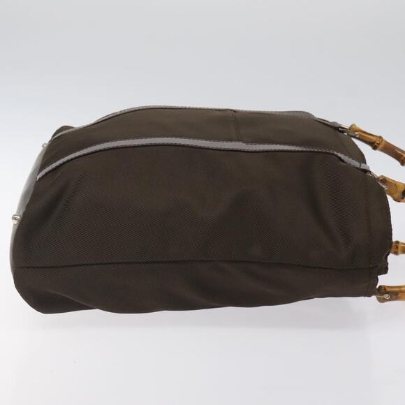 GUCCI Bamboo Hand Bag Nylon Beige Silver 000 1998 000 1998 - Picture 4 of 12